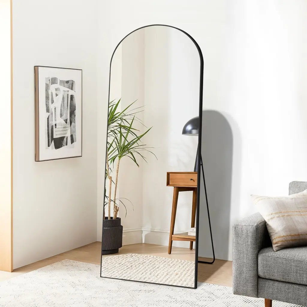 Dolonm 64x21 Inch Arch Full Length Mirror Aluminum Alloy Frame t2956