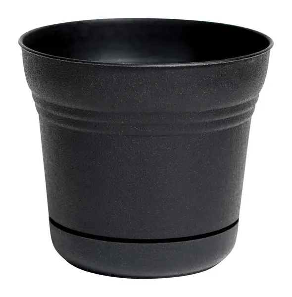 Bloem SP1000 Saturn Flower Pot Plastic Black 8.5 x 9.75 Inch