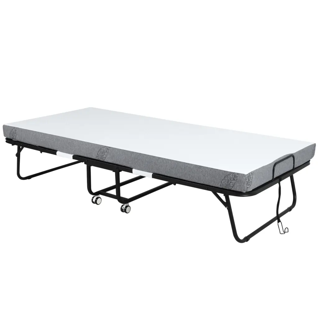 Homcom Rollaway Bed Folding Bed 4 Inch Mattress Travel-friendly Collapsible aosom business