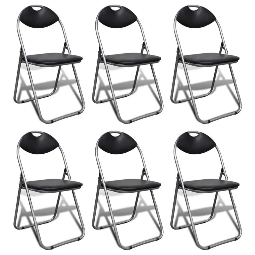 Folding Chairs 6 Pack Faux Leather Portable Seating
