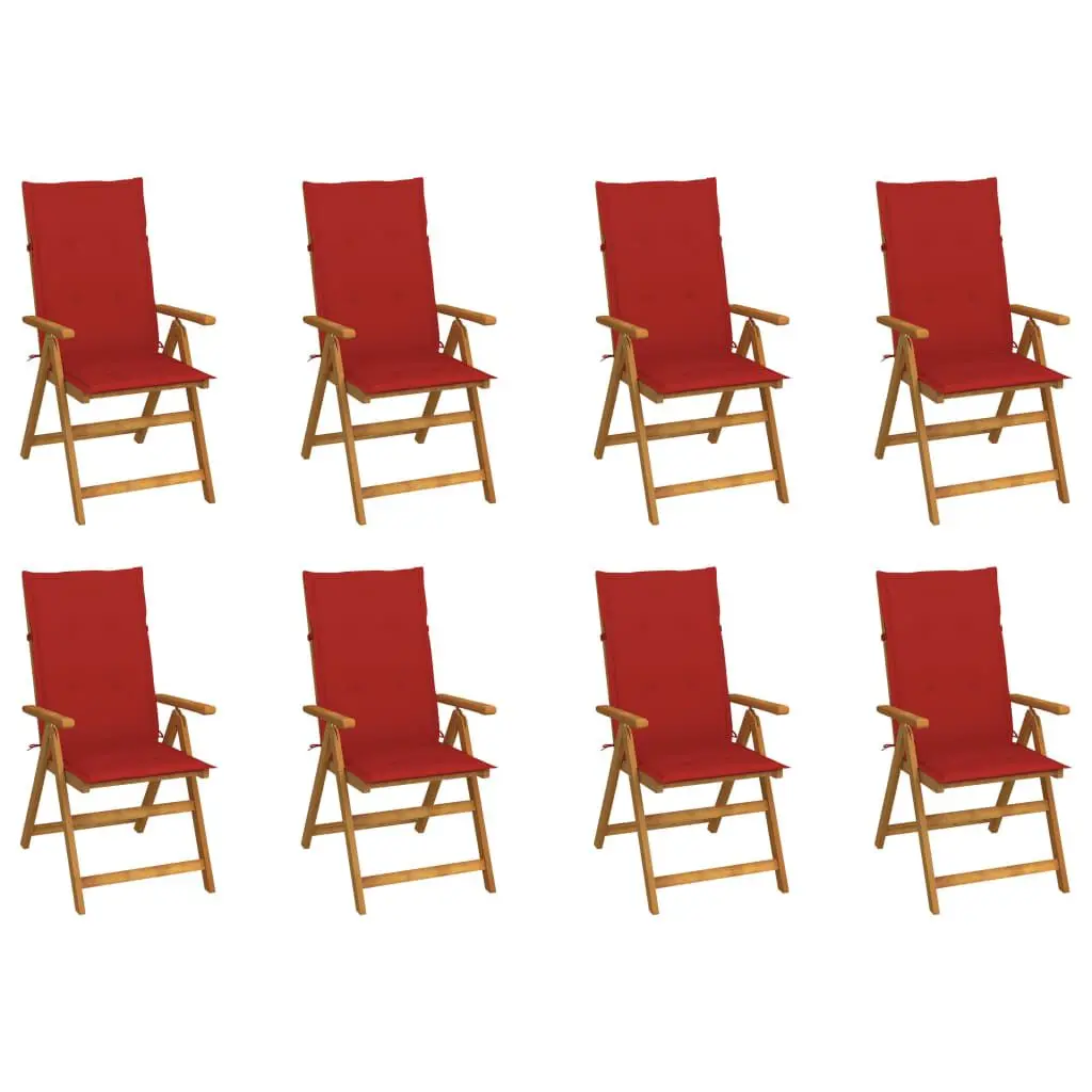 Folding Patio Chairs Cushions 8 pcs Solid Acacia Wood Outdoor Seating