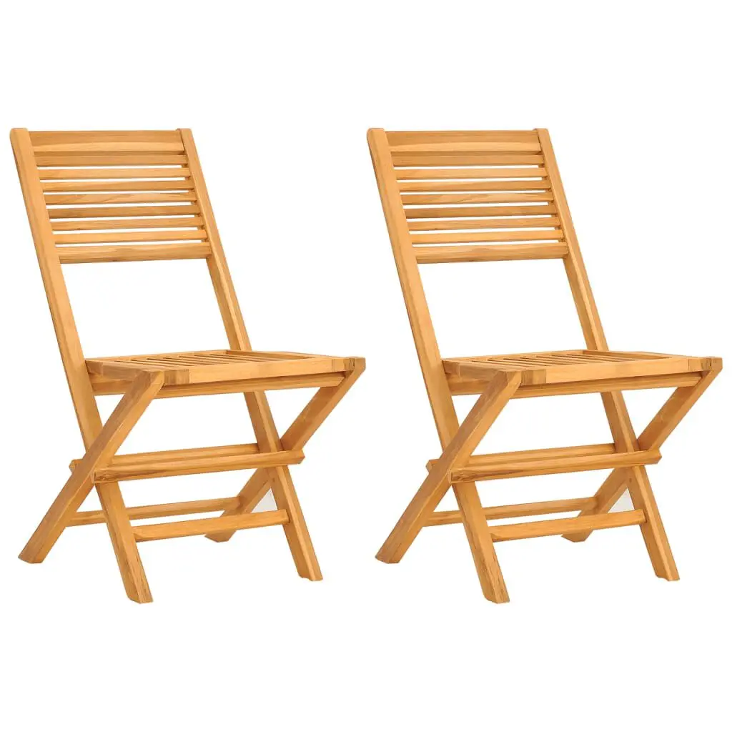 Folding Patio Chairs 2 pcs Solid Wood Teak Outdoor Furniture