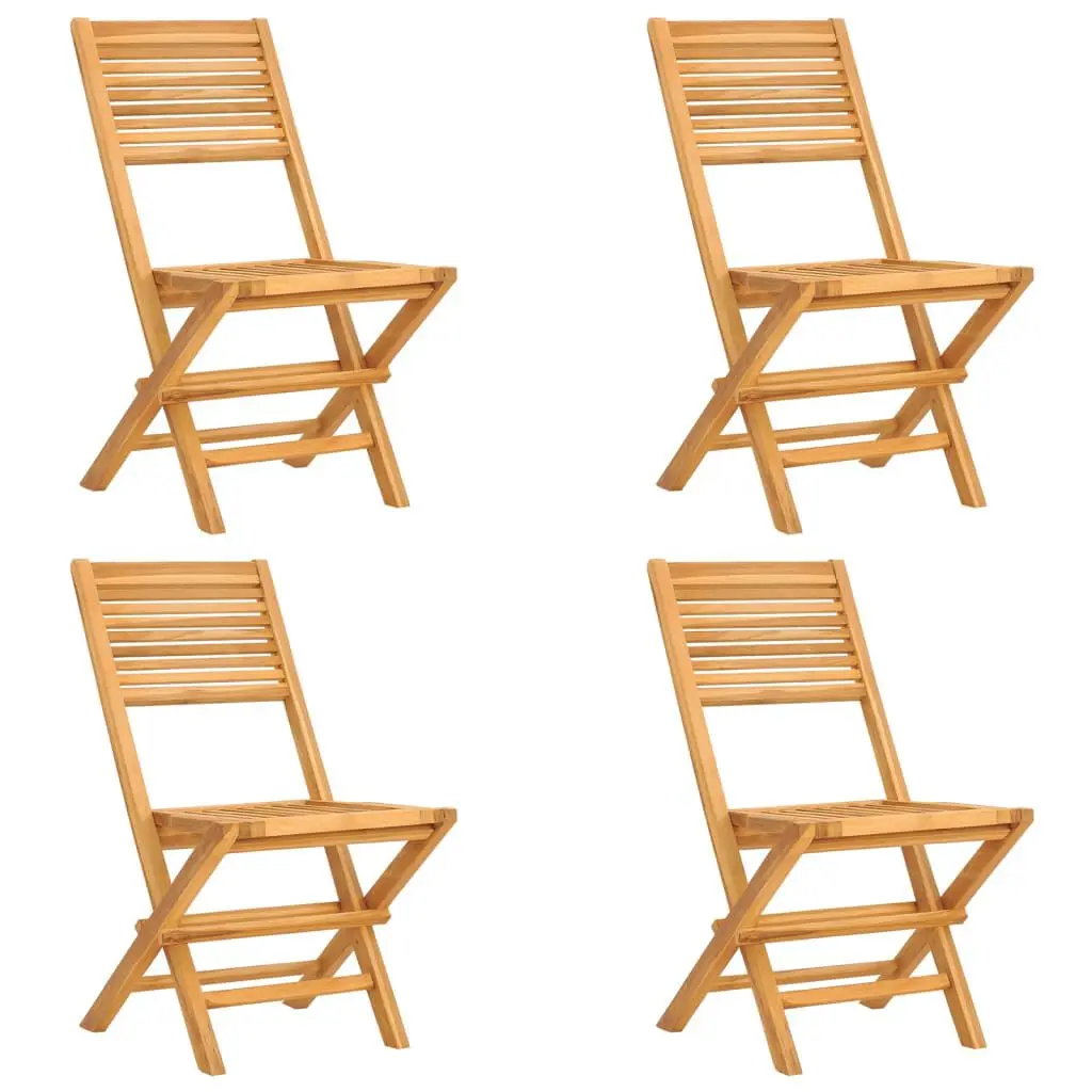 Folding Patio Chairs 4 pcs Solid Wood Teak Outdoor Seating Set