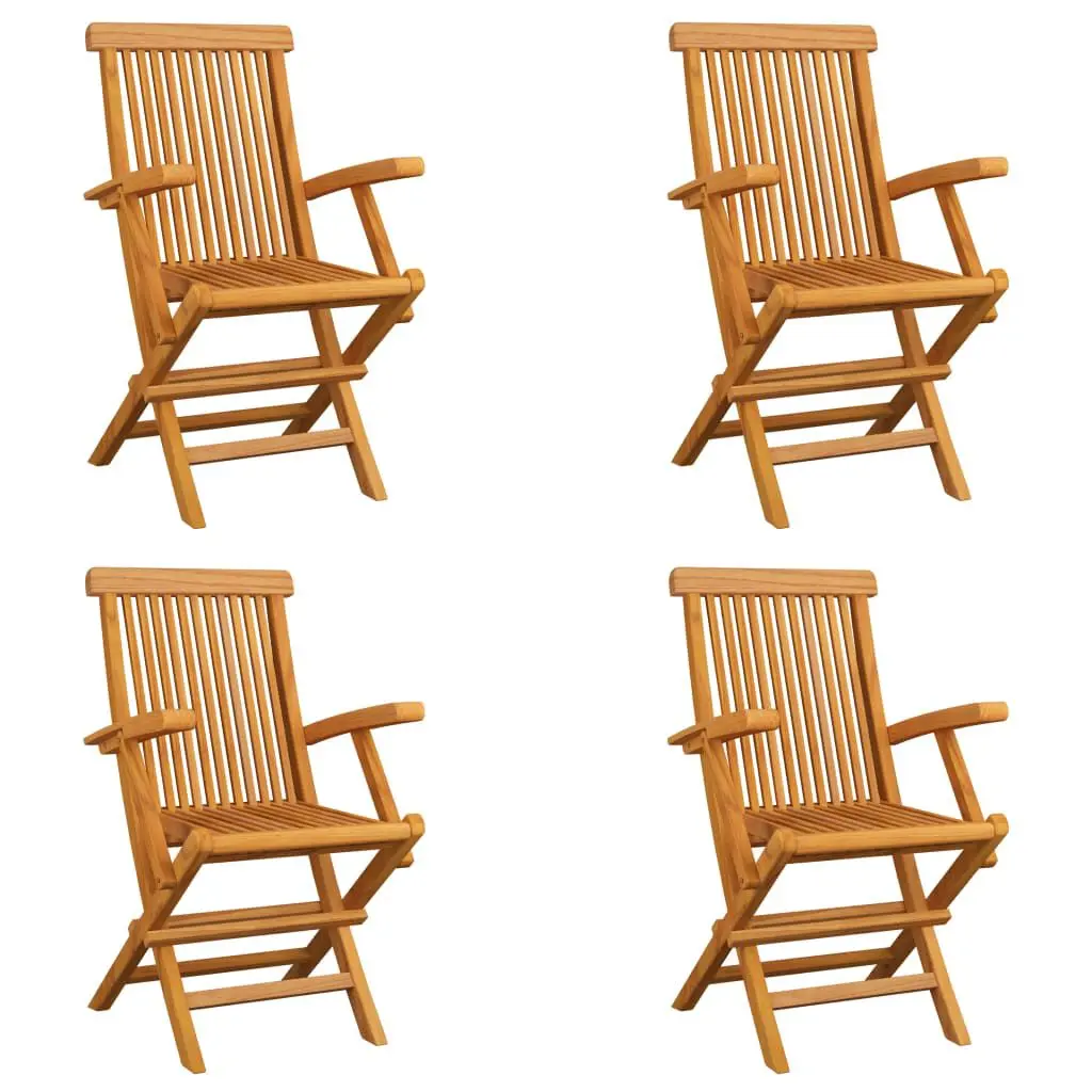 Folding Patio Chairs 4 Pieces Solid Teak Wood Portable Outdoor Seating