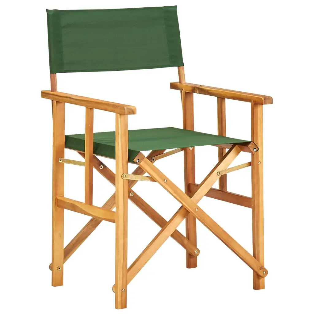 Green Solid Acacia Wood Director's Chair Portable Folding Chair Outdoors