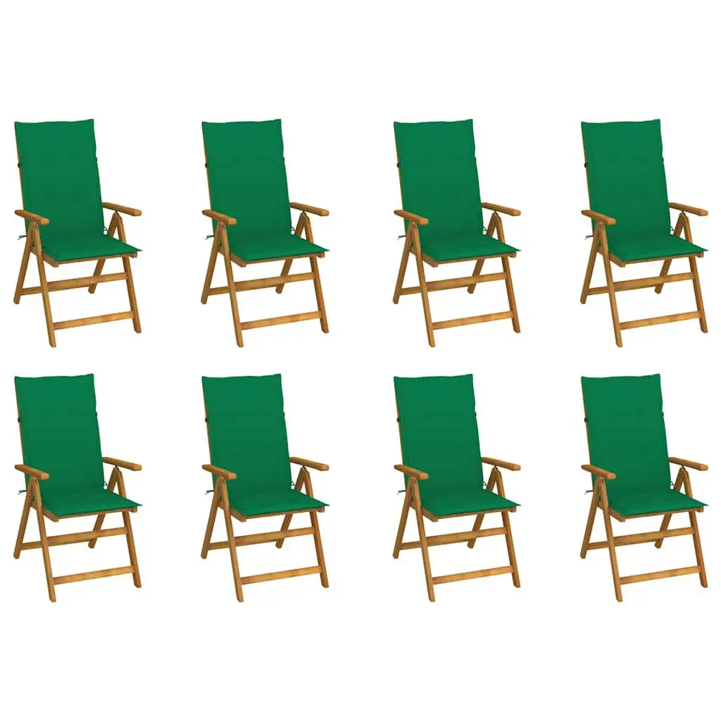 8 Piece Folding Patio Chairs Cushions Solid Acacia Wood Outdoor Furniture