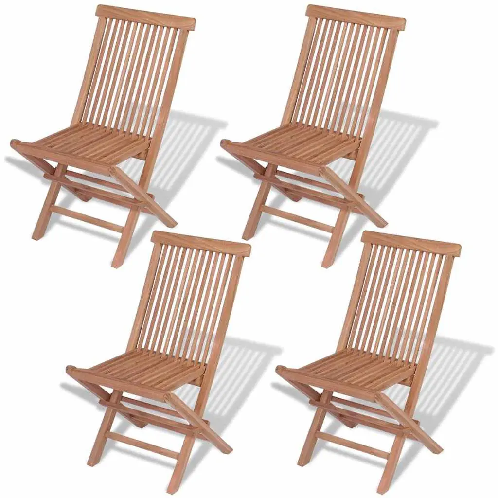 Set 2 Folding Patio Chairs Armrests Teak Wood Outdoor Furniture