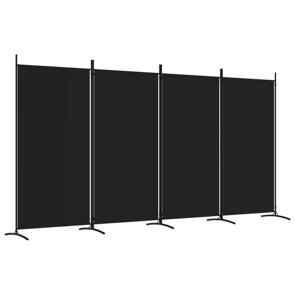 4-Panel Room Divider Black 136.2x70.9 Inch Fabric Privacy Screen