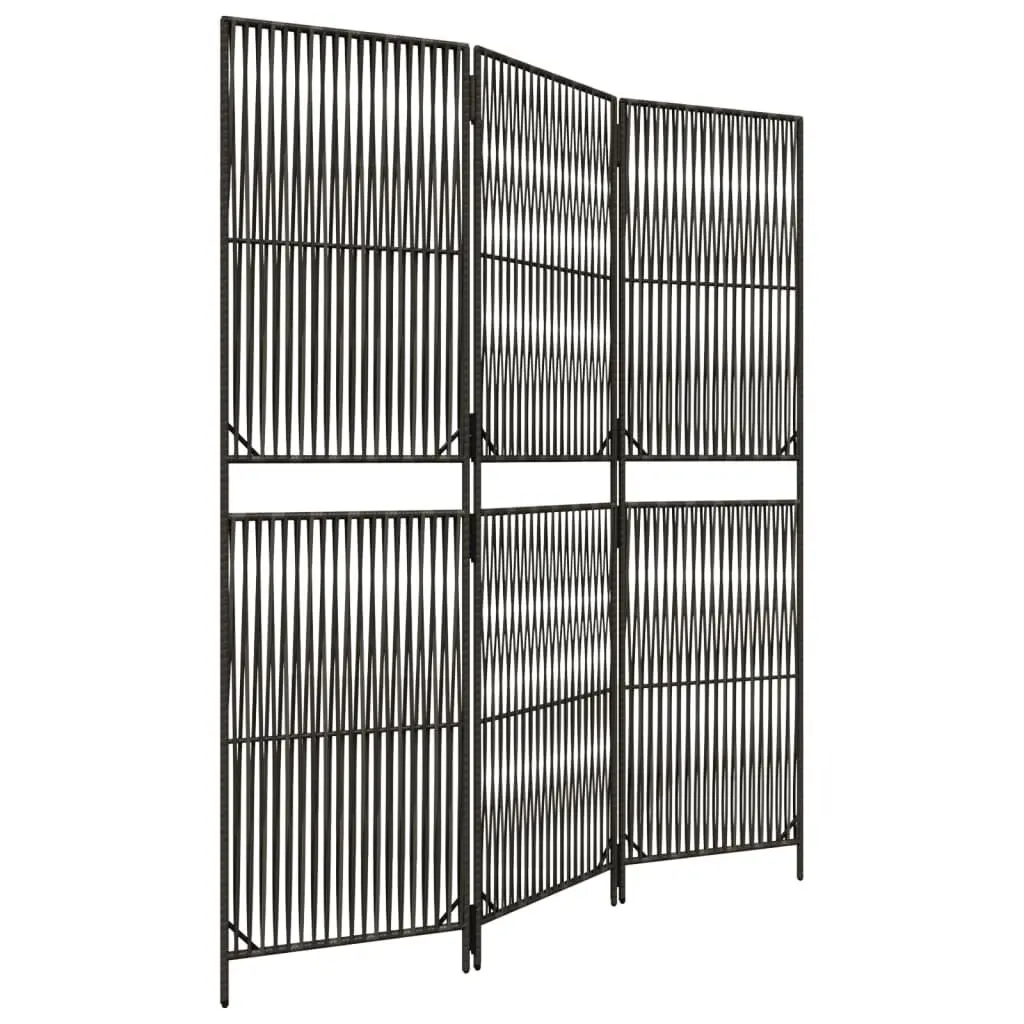 Room Divider 3 Panels Gray Poly Rattan Privacy Screen Home Office