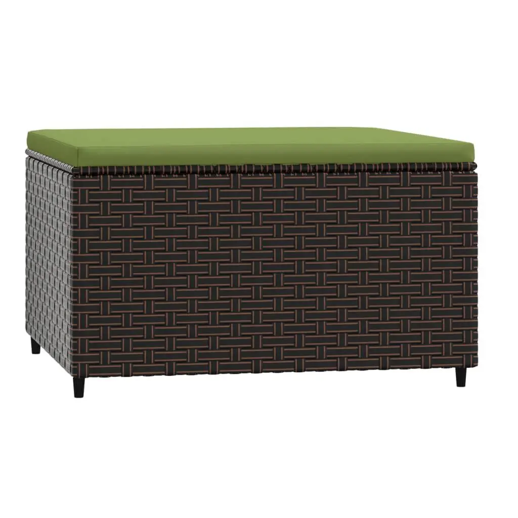 Patio Footrest Cushion Brown Poly Rattan Outdoor Ottoman