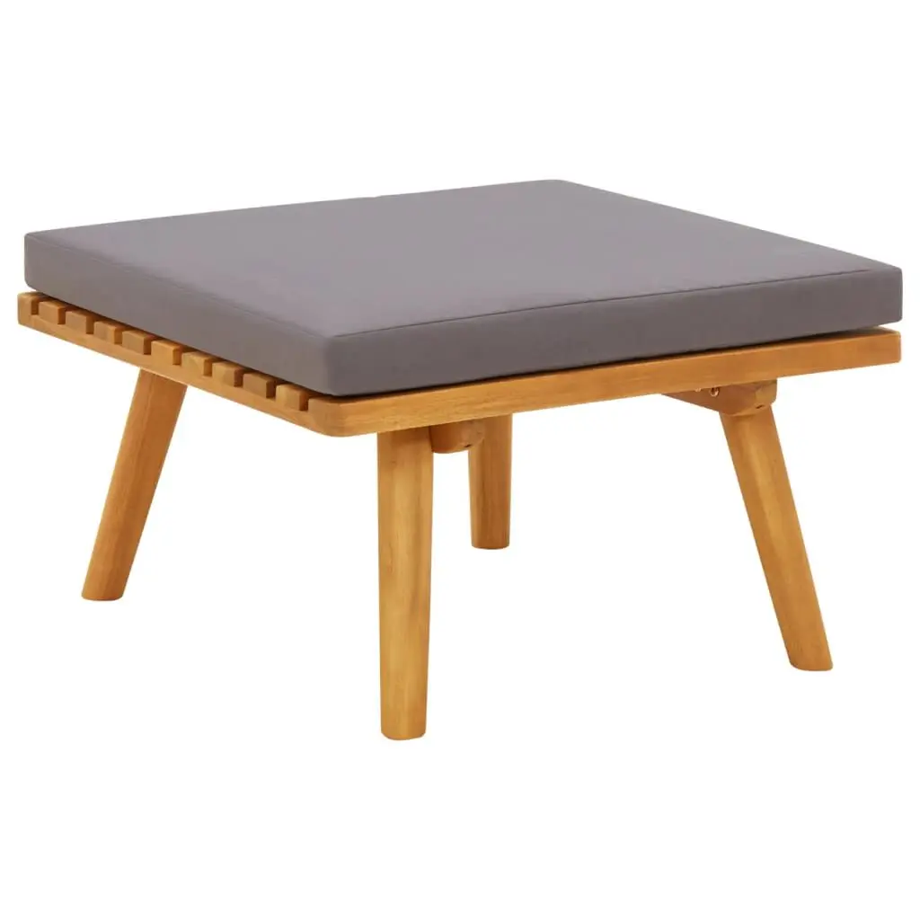 23.6"x23.6"x11.4" Solid Acacia Wood Patio Footstool Cushion