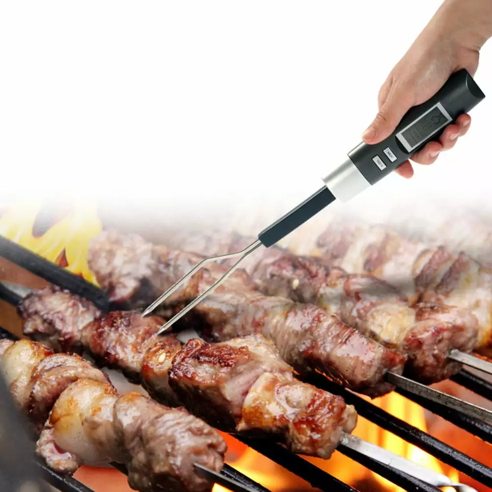 Yesbay Digital Food Cooking BBQ Meat Fork Thermometer Temperature Alarm Beef and Grilling