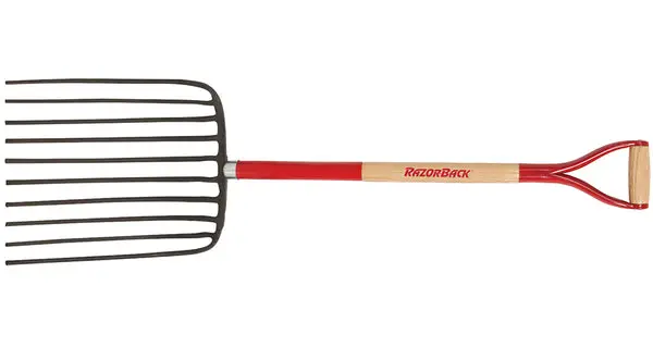 Razor-Back 76144 10 Tine Cotton Seed Fork Forged Steel Heavy Duty Gardening Tool