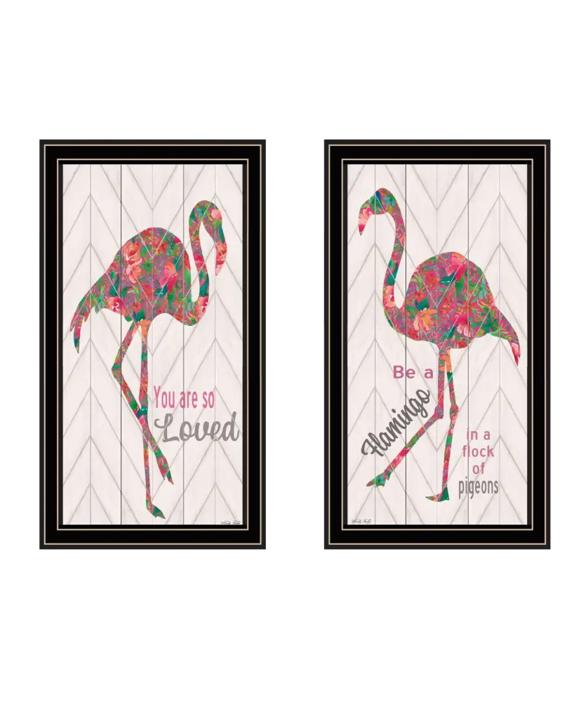 Flamingos Matrix Hues Framed Wall Art Living Room Modern Home Decor trendy decor 4u