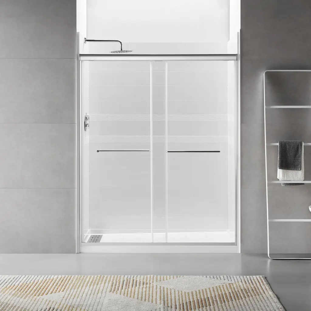 56x70 Inch Framed Double Sliding Shower Door Bathroom Glass Door jfi