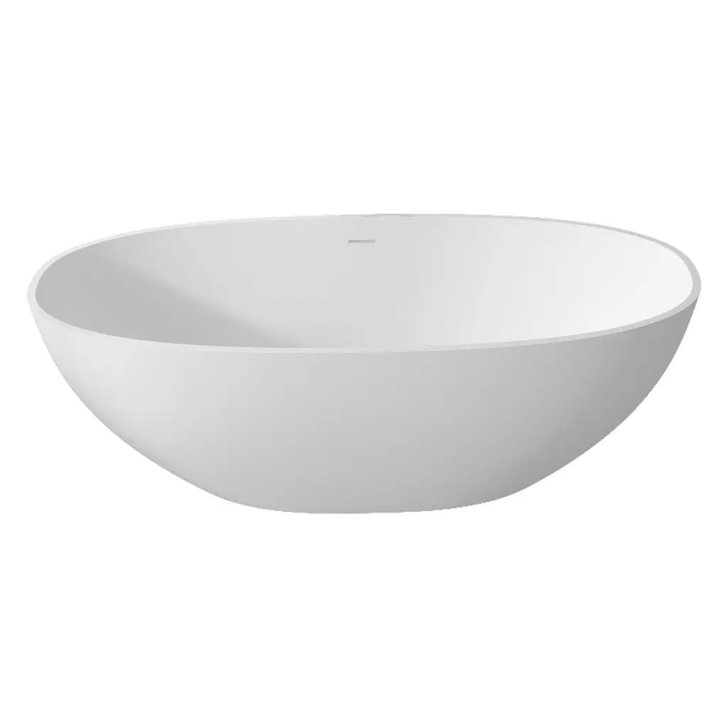 1650mm Free Standing Artificial Stone Solid Surface Bathtub White Oval Tub vovica