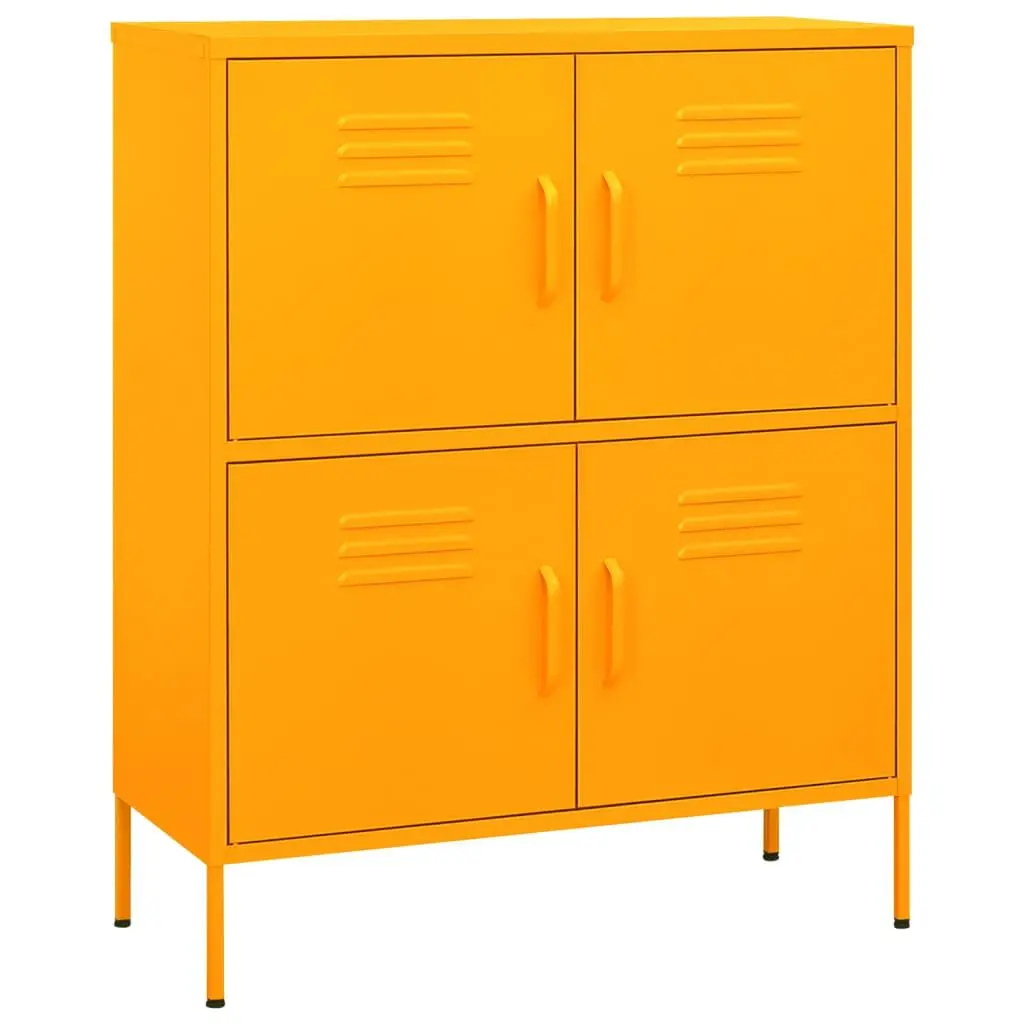 Storage Cabinet Mustard Yellow 31.5x13.8x40 Inches Steel Home Organization