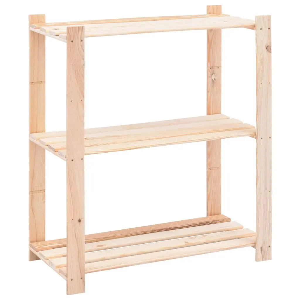 3-Tier Storage Rack 31.5x15x35.4 Inches Solid Pinewood 330.7 lb Capacity