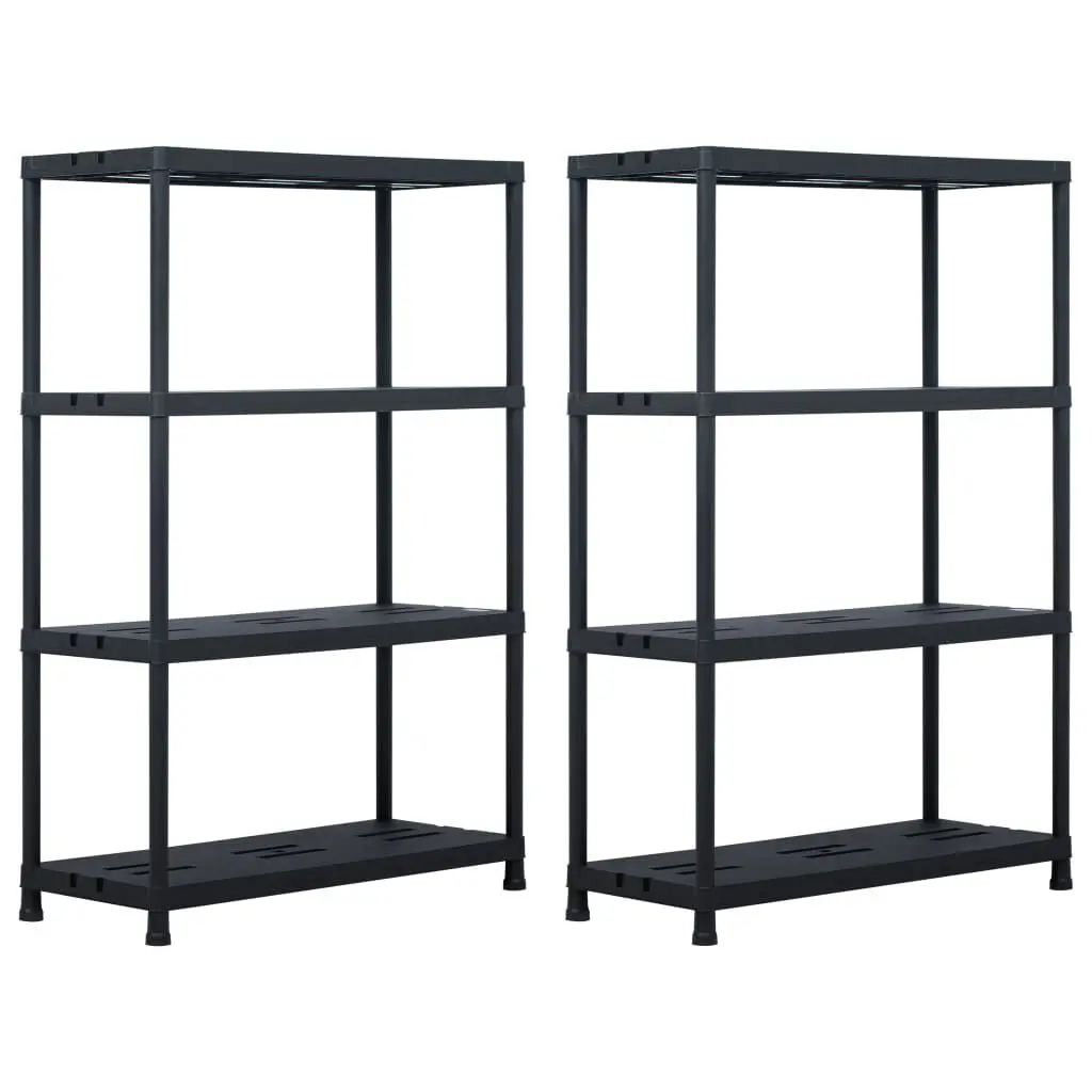 Storage Shelf Racks 2 pcs Black 485 lb Capacity Plastic Shelving