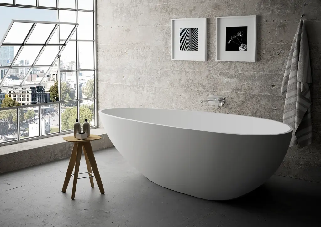 White Solid Surface Freestanding Bathtub Modern Luxury Soaking Tub w1056 clovis