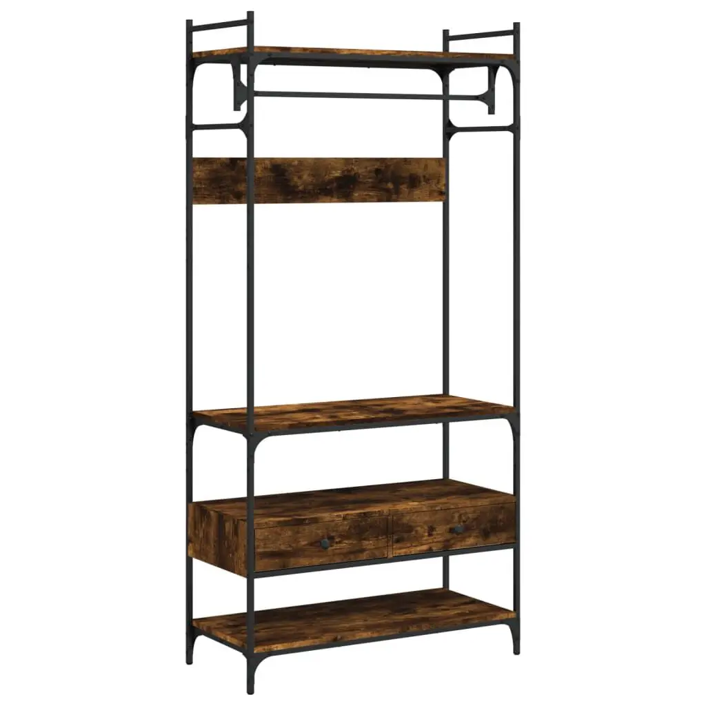 Wardrobe Drawers Smoked Oak 35x15.4x72.6 Engineered Wood Closet