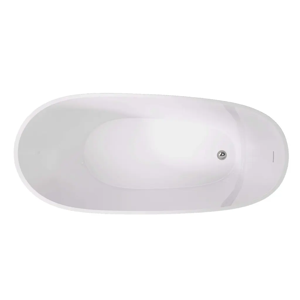 67 Inch Acrylic Freestanding Bathtub Matte Grey Modern Stand Alone Soaking Tub w995 bestgo