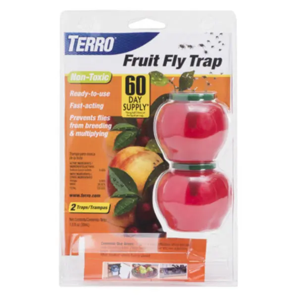 Terro T2502 Attractive Apple Shaped Fruit Fly Trap RTU 2 Pack