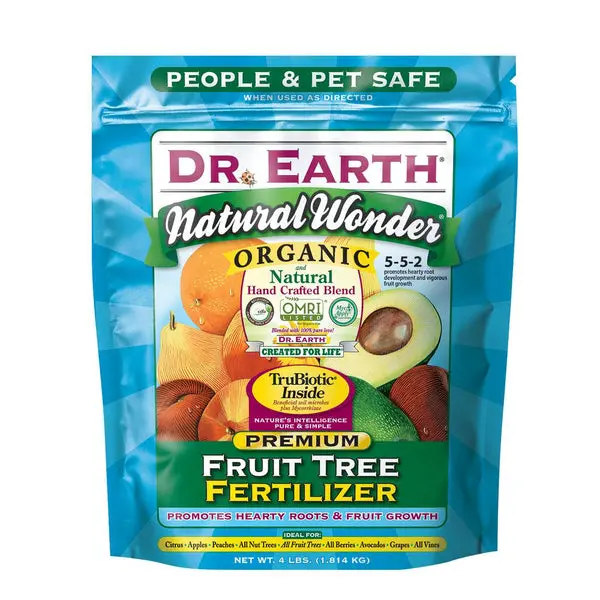 Dr. Earth 708P Natural Wonder Premium Fruit Tree Fertilizer 5-5-2 4 Lb Bag