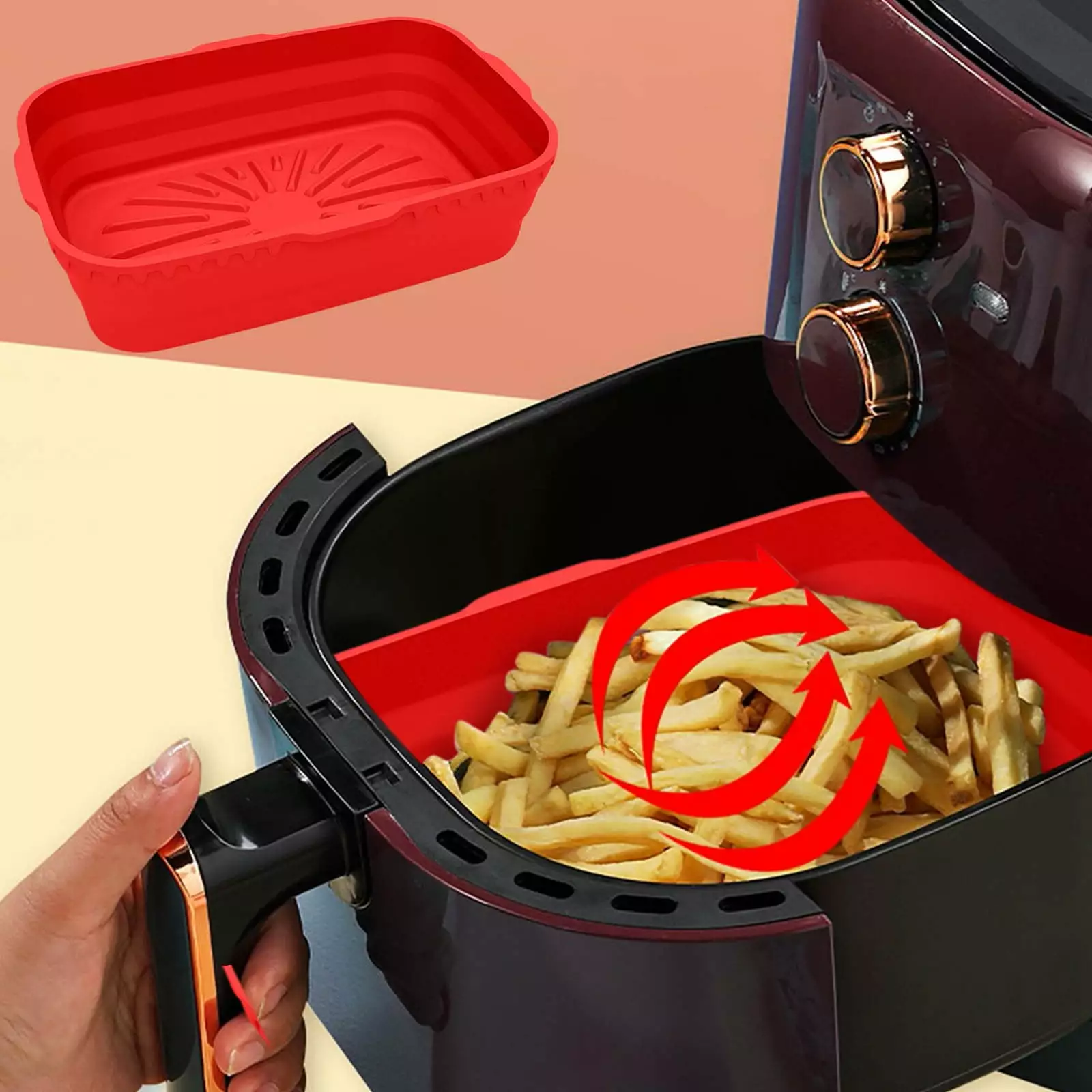Discount Foldable Silicone Fryer Pot Easy Cleaning 7.7 Inch Binquireet Fryer