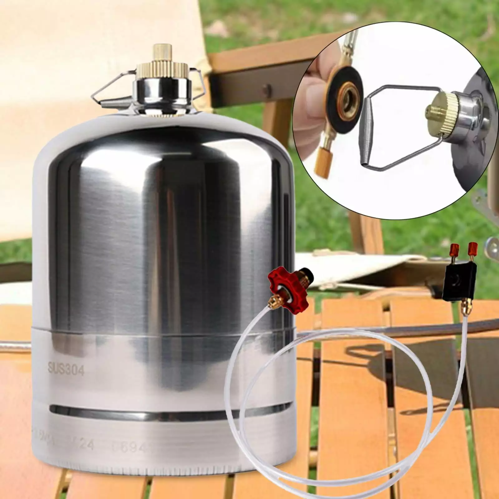 koolsoo 4L Stainless Steel Refillable Gas Bottle Outdoor Cooking BBQ Camping Stove