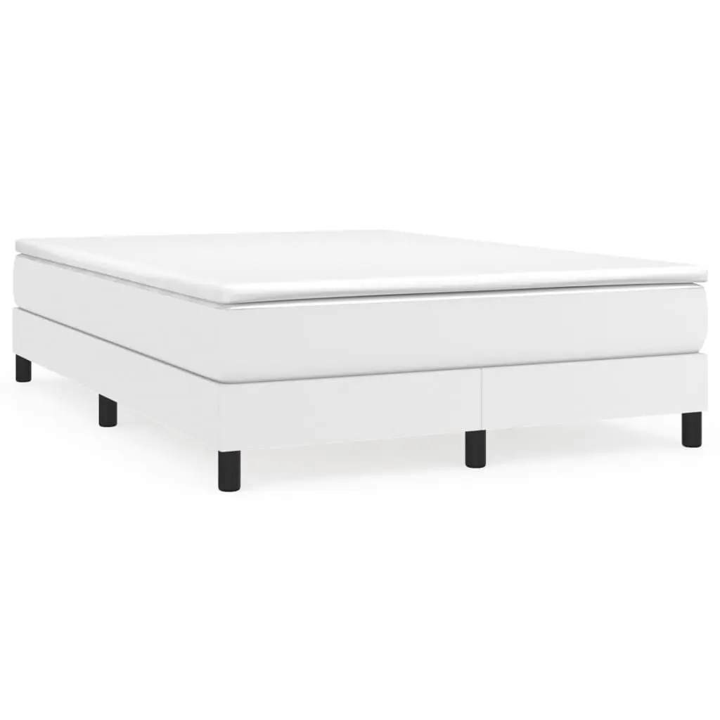 Box Spring Bed Mattress White 53.9x74.8 Full Faux Leather Bed Frame