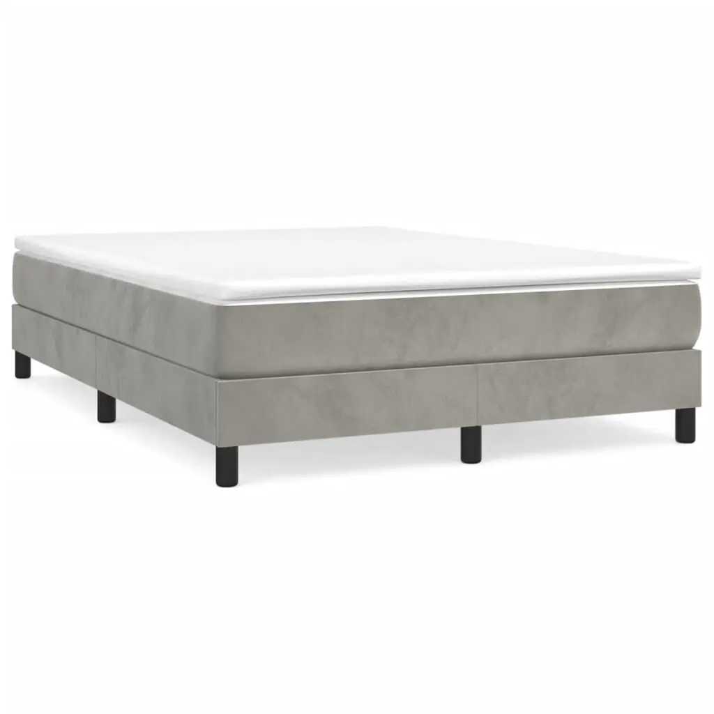 Bed Frame without Mattress Light Gray Full Velvet Upholstered Platform Base