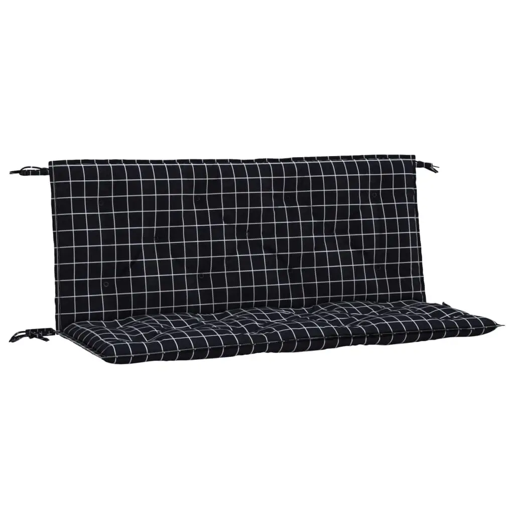 Black Check Pattern Garden Bench Cushions 2 Pieces 47.2 Inches Durable Outdoor Seat Pads