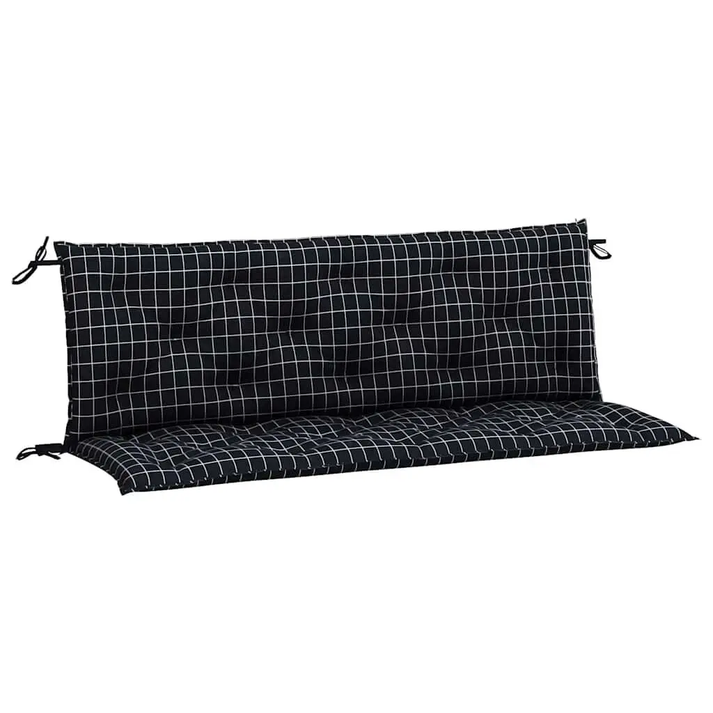 Black Check Pattern Garden Bench Cushions 2 Pieces 59.1 Inches Comfortable Outdoor Cushions