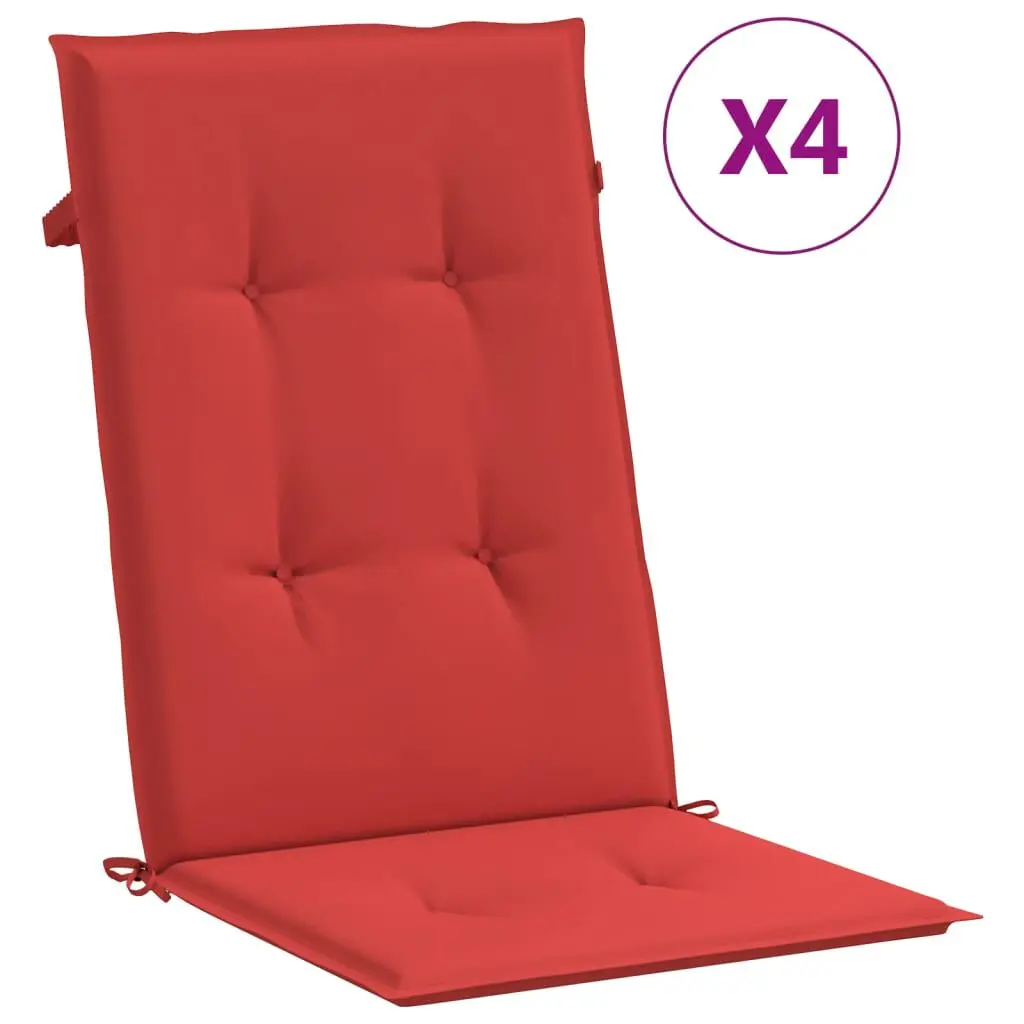 Garden High Support Chair Cushions 4 Piece Set Red 47.2x19.7x1.2 Inches Fabric