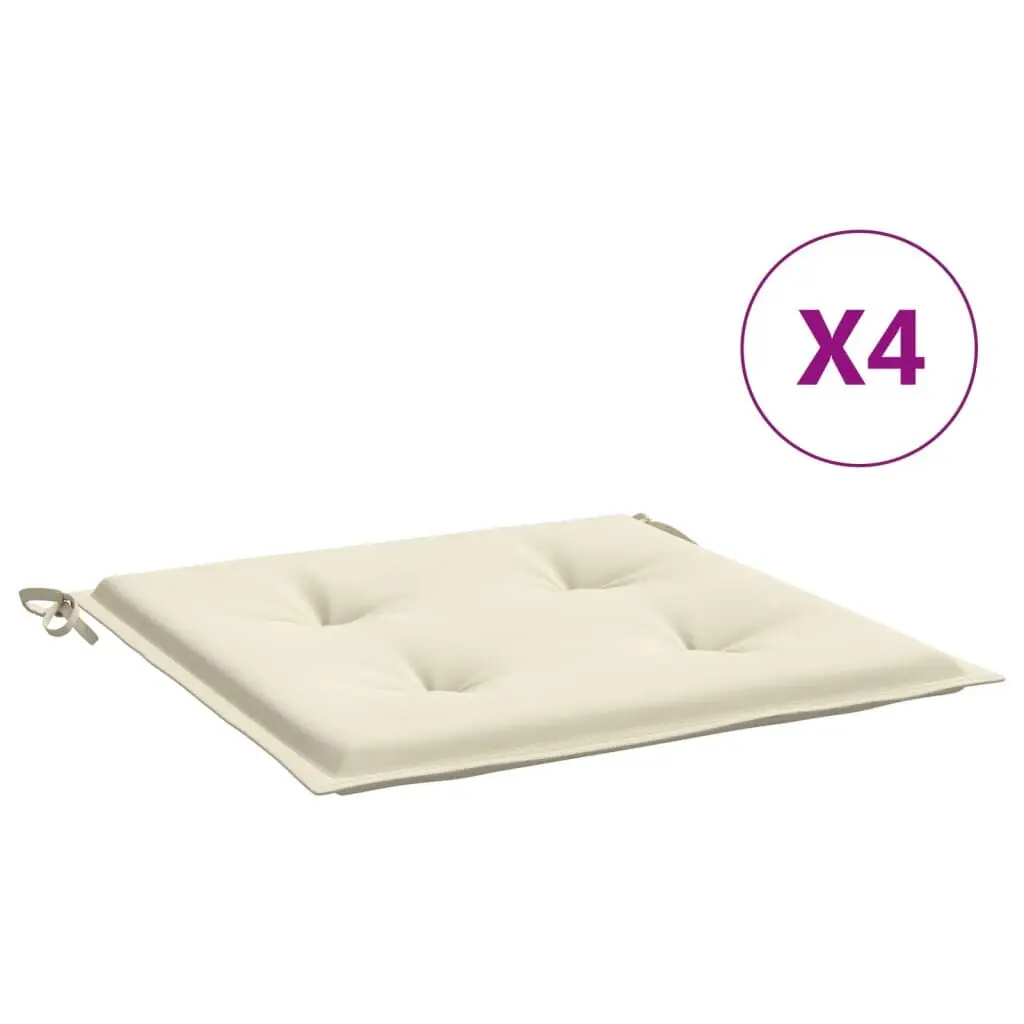 4 Piece Garden Chair Cushions Cream 19.7x19.7x1.2 Inches Oxford Fabric Outdoor Seat Covers