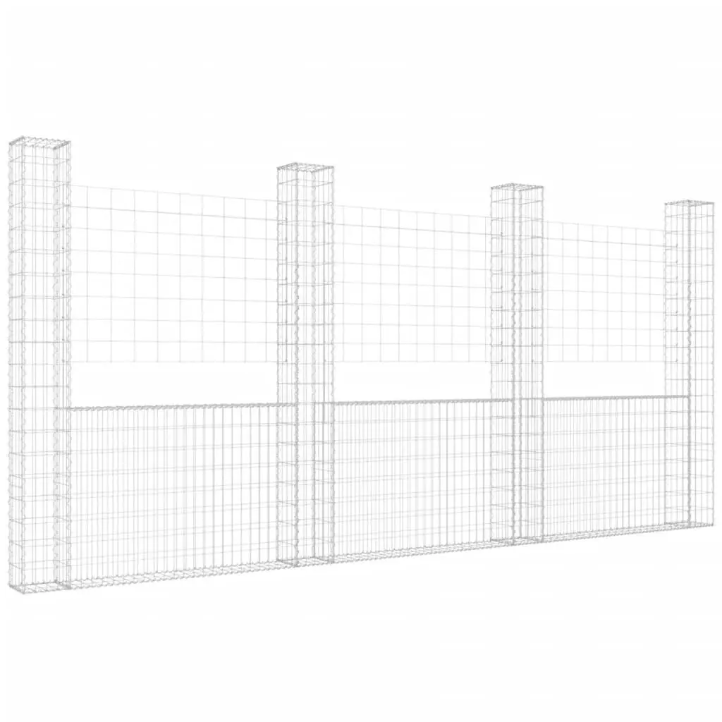 U-shape Gabion Binquireet 4 Posts Iron 149.6x7.9x78.7 Inches Outdoor Storage