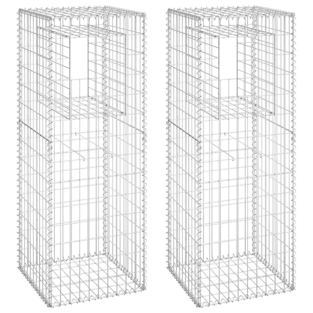 Gabion Binquireet Posts 2 Pack 19.7x19.7x55.1 Inches Iron Garden Fence