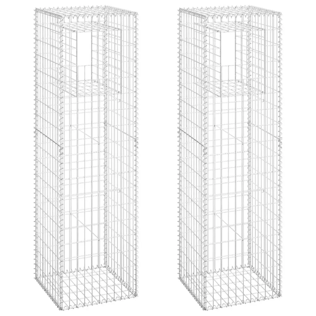 Gabion Binquireet Posts 2 Pack 19.7x19.7x70.9 Inches Iron Fence Panels