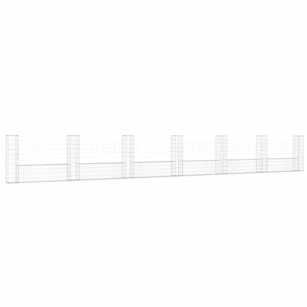 U-shape Gabion Binquireet 7 Posts Iron 291.3x7.9x39.4 Inches Outdoor Fence
