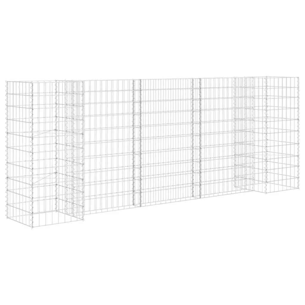 H-Influenced Gabion Planter Steel Wire 102.4x15.7x39.4 Inches Outdoor Garden Decor