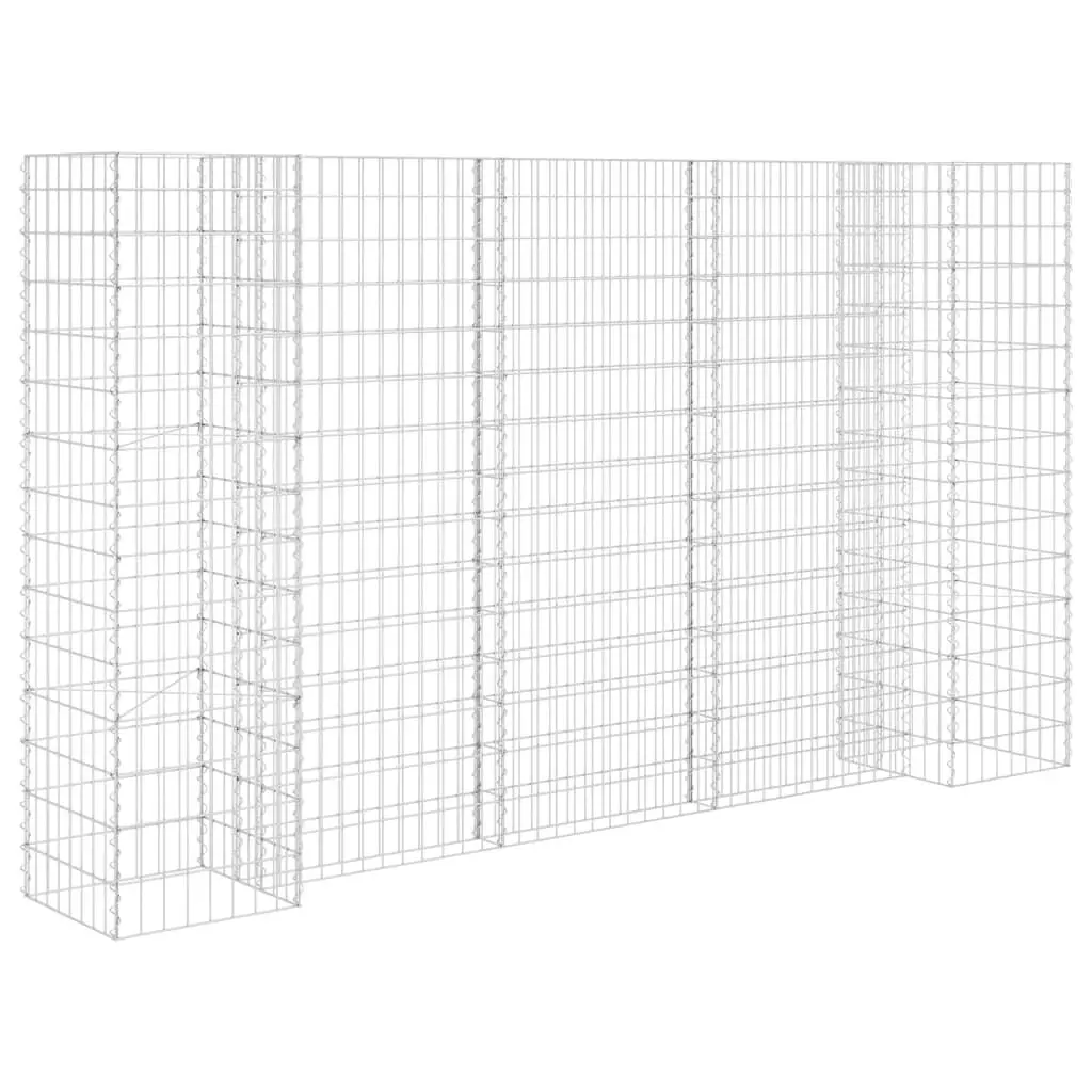 H-Influenced Steel Wire Gabion Planter 102.4 x 15.7 x 59.1 Inches Modern Garden