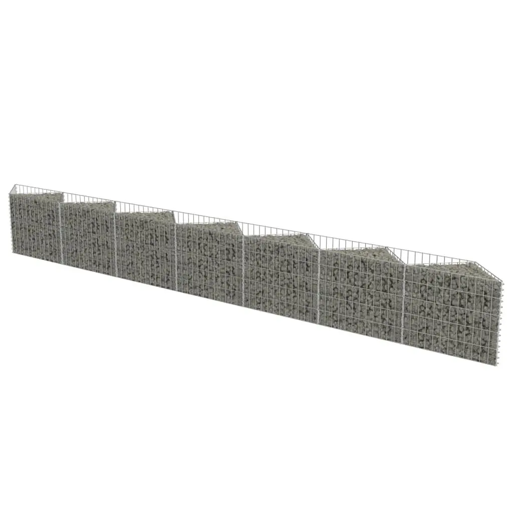 Gabion Wall Galvanized Steel 177.2x11.8x19.7 Inches Low Profile Retaining Wall