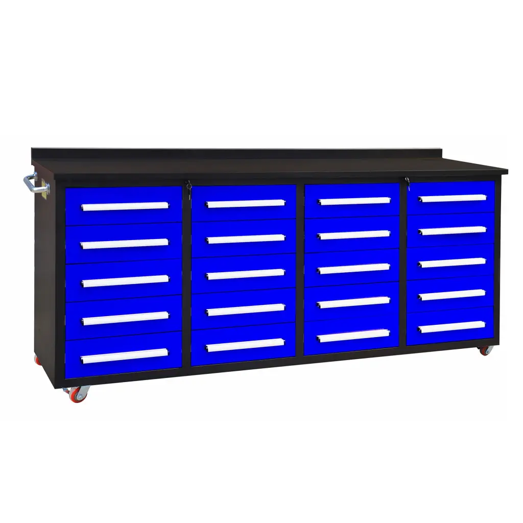 7Ft Garage Storage Cabinets Workbench 20 Drawers Blue Alloy Metal chery