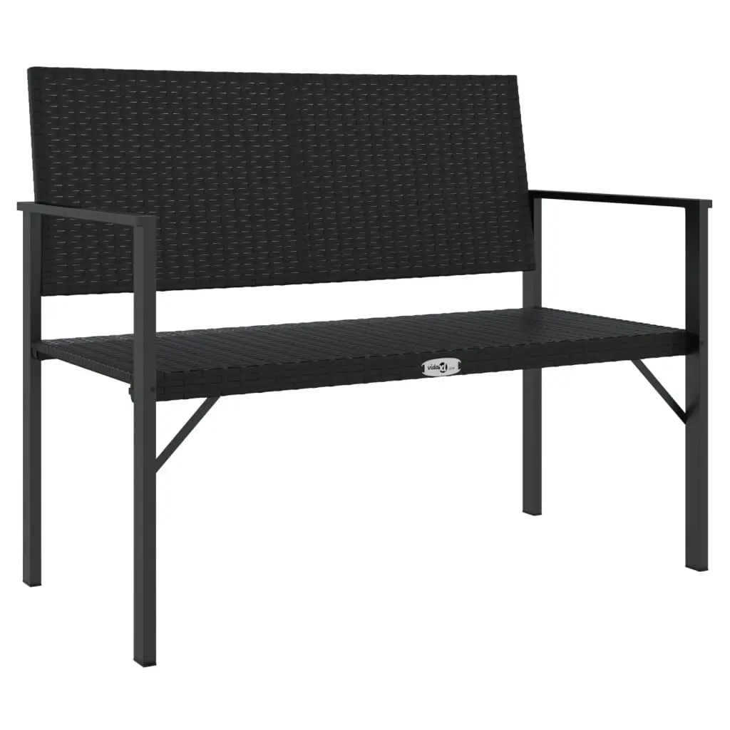 2-Seater Patio Bench Black Poly Rattan Outdoor Garden Furniture