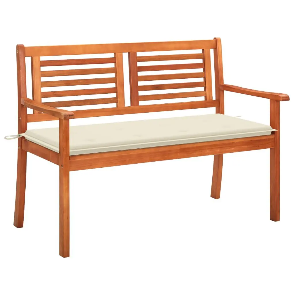 2-Seater Patio Bench Cushion 47.2 Inches Solid Eucalyptus Wood