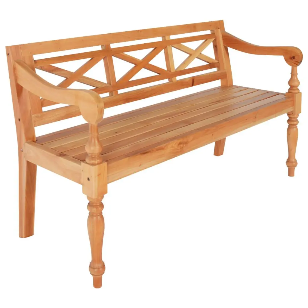 48.4 Inch Batavia Bench Solid Mahogany Wood Light Brown Outdoor Furniture