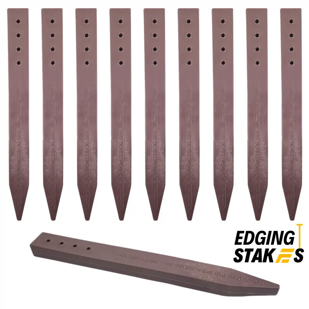 12" Brown Bender Board Edging Stakes, Nails - Landscape & Garden Terrace Edging