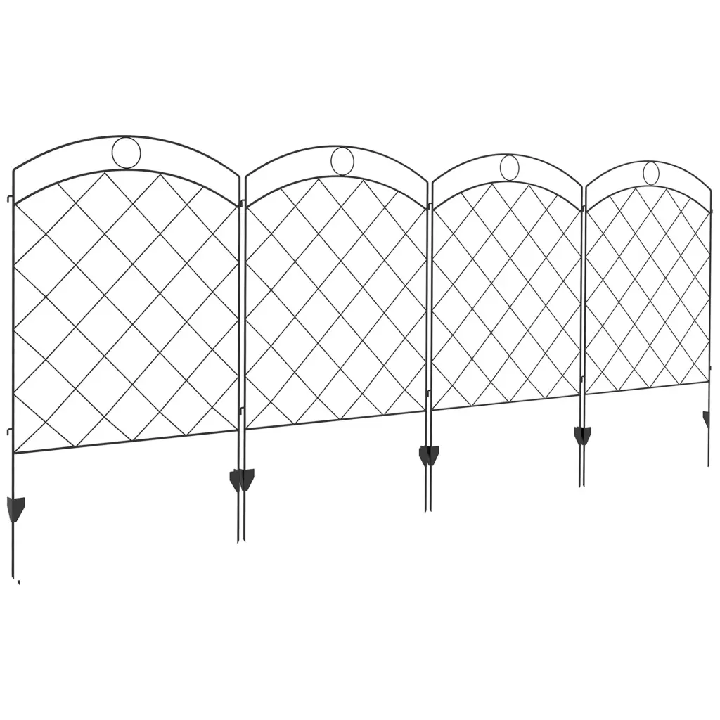 Outsunny Garden Fence 4 Pack Alloy Metal Fence Panels 11.4' L X 43" H Rustproof aosom business