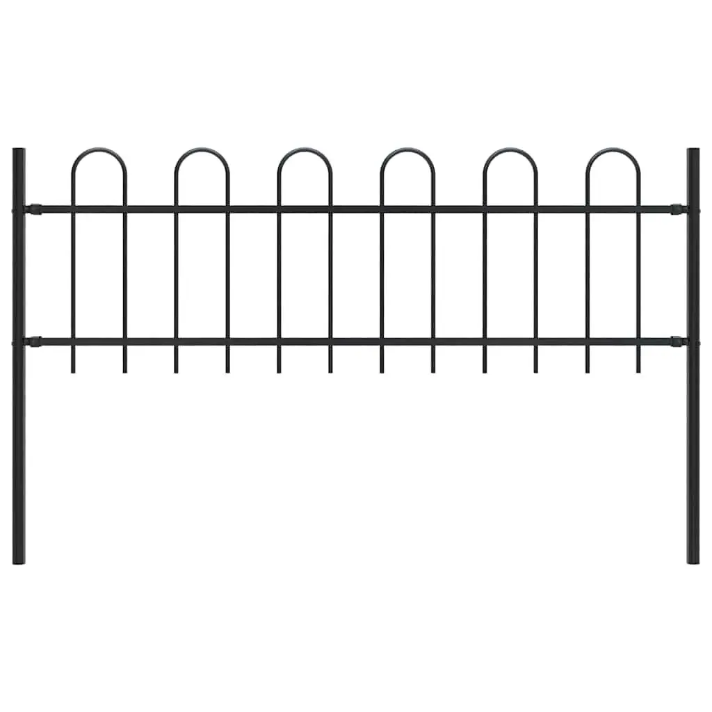 Garden Fence Hoop Top 5.9 Feet Black Steel Decorative Border